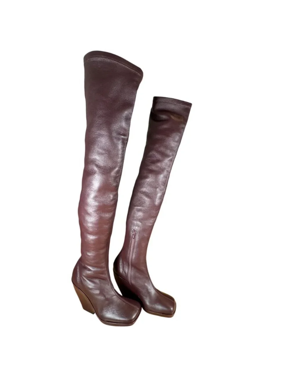 Khaite Morgan Over The Knee Boots Deep Wine Maroon Red Size 41